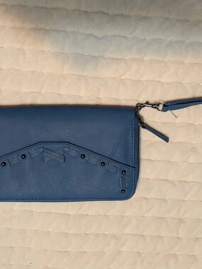 Nicole Miller Blue Wristlet Clutch with Stud Accents